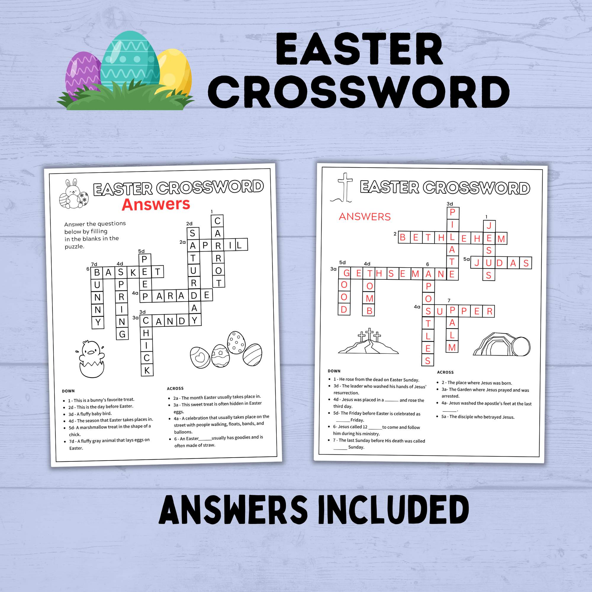 Easter Crossword for Kids | Christ Crossword for Kids | Kids Printables | Kids Easter Activities | Crosswords for Kids | Christ Printables