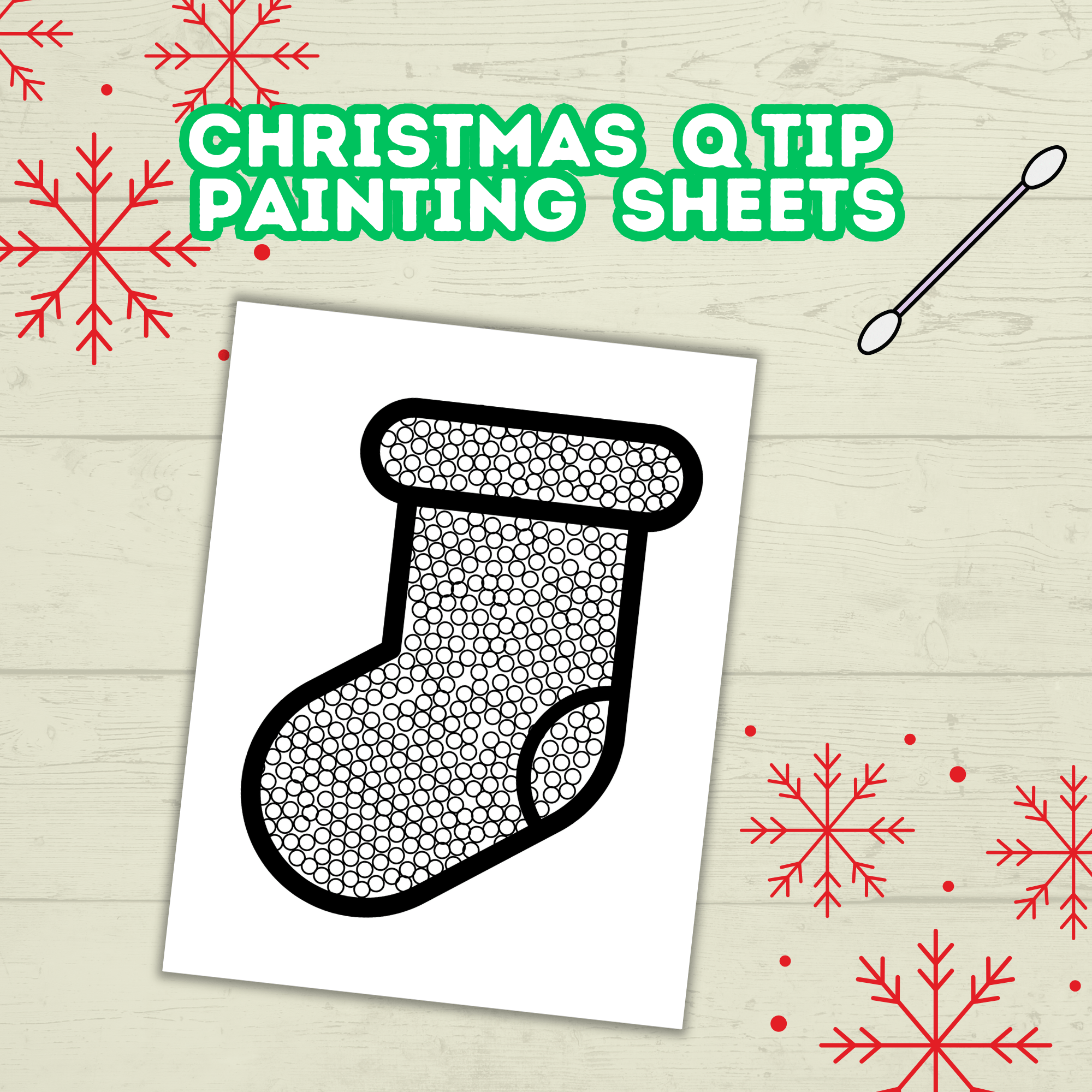 Christmas Q-tip Painting Printable | Christmas Craft for Kids and Toddlers