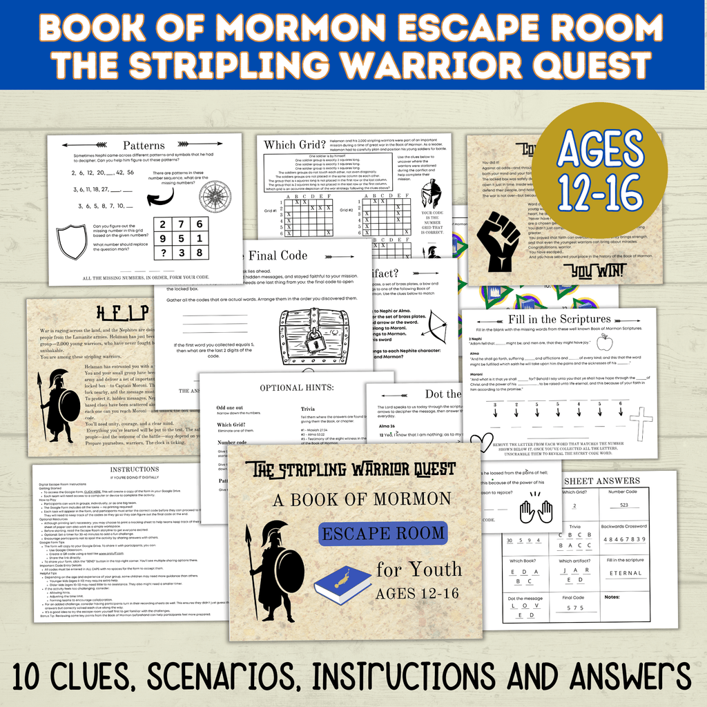 Book of Mormon Escape Room for Youth | Book of Mormon Games | Kids Escape Room | Youth Escape Room | Book of Mormon Activities | Digital