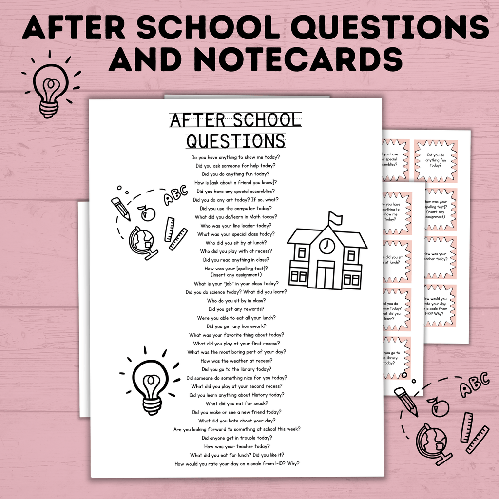 After School Questions for Kids | Kids Questions | Kids Notecards | Question Cards for Kids | Kids Activities | Ice Breaker Questions
