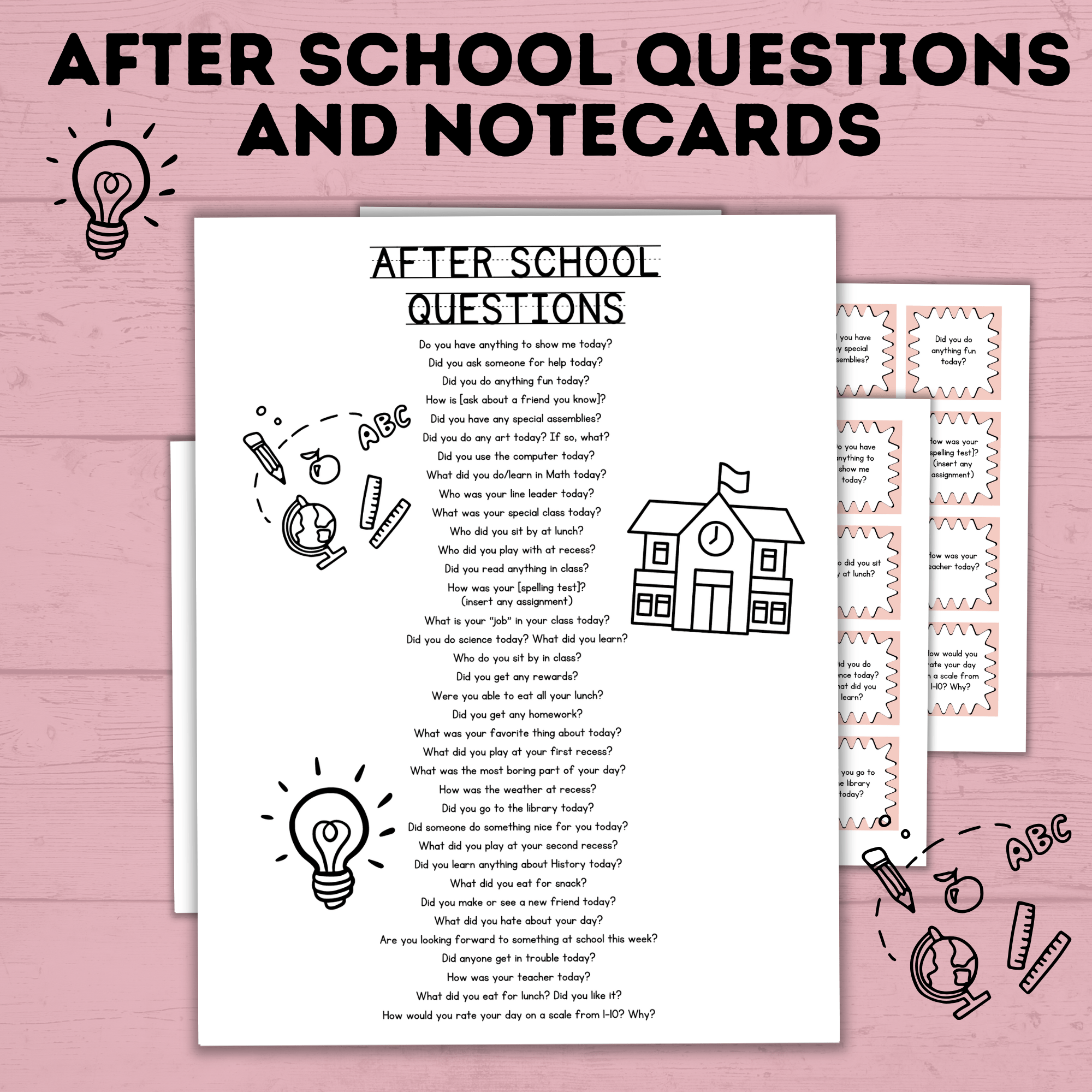 After School Questions for Kids | Kids Questions | Kids Notecards | Question Cards for Kids | Kids Activities | Ice Breaker Questions