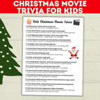Christmas Movie Trivia for Kids, Holiday Games, Movie quiz, Printable
