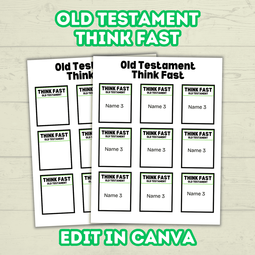 Think Quick and Fast Game Old Testament Bible Trivia, Christian Youth Group