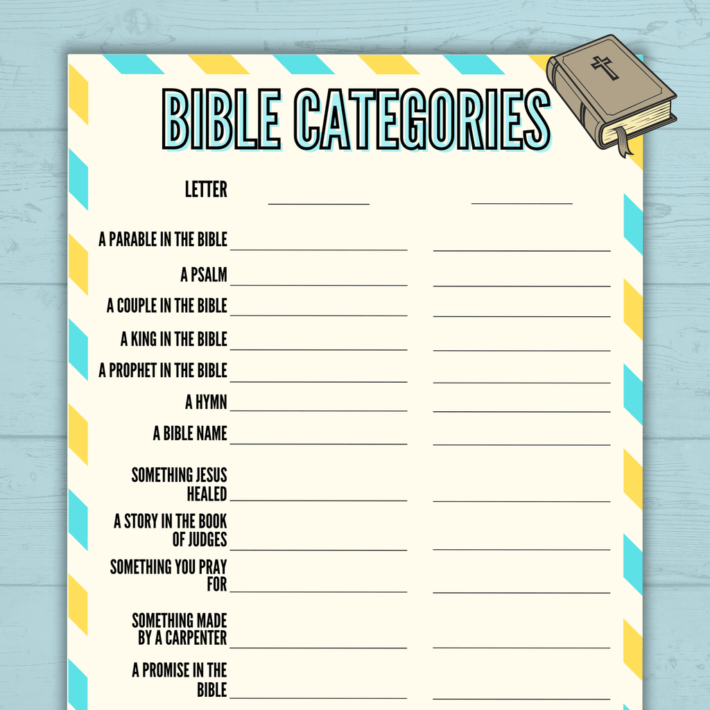 Youth Bible Games, Bible Categories, Think Fast Game, Church Game for Kids and Youth, Christian Word Sunday School Activity, Bible Study