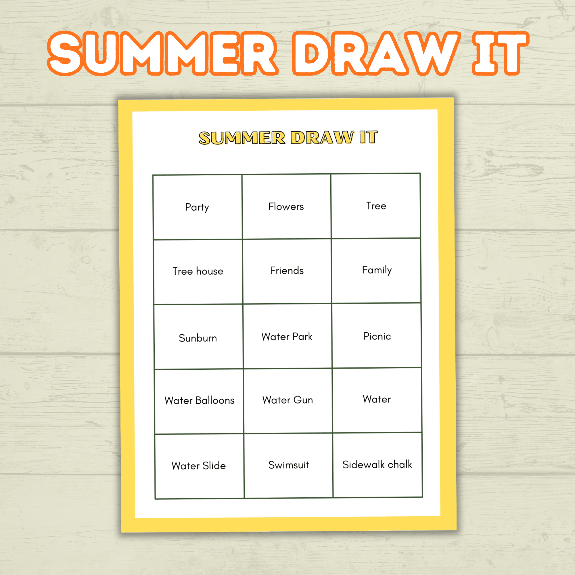 Summer Draw it Party Games and Activities, Summer Charades, Family Game Night, Adult Games, Icebreaker