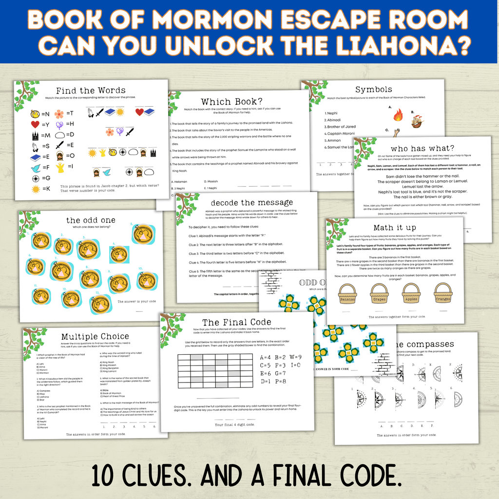 Book of Mormon Escape Room for kids ages 8-12 | Book of Mormon Game