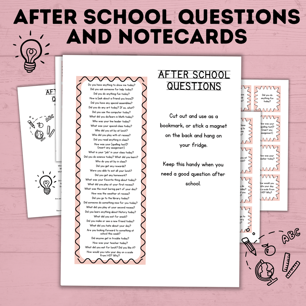 After School Questions for Kids | Kids Questions | Kids Notecards | Question Cards for Kids | Kids Activities | Ice Breaker Questions