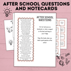 After School Questions for Kids | Kids Questions | Kids Notecards | Question Cards for Kids | Kids Activities | Ice Breaker Questions
