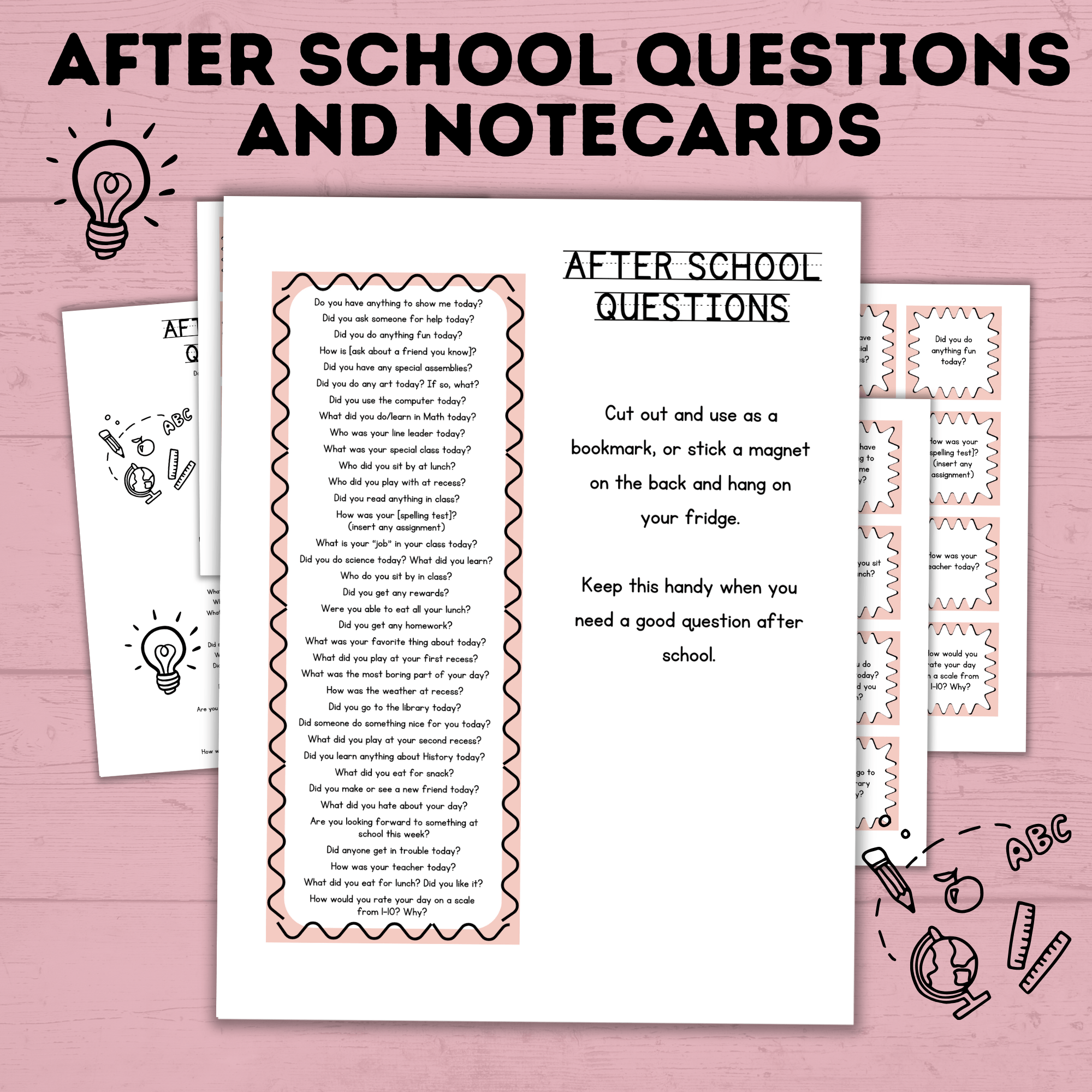 After School Questions for Kids | Kids Questions | Kids Notecards | Question Cards for Kids | Kids Activities | Ice Breaker Questions