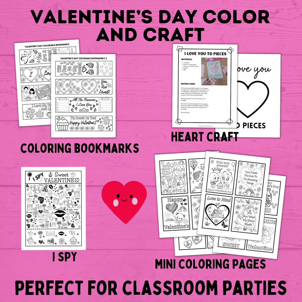 Valentine's Day Party and Activity Pack | Kids Activities | Kids Printables | Classroom Party Games | Kids Games | Valentine's Day Games