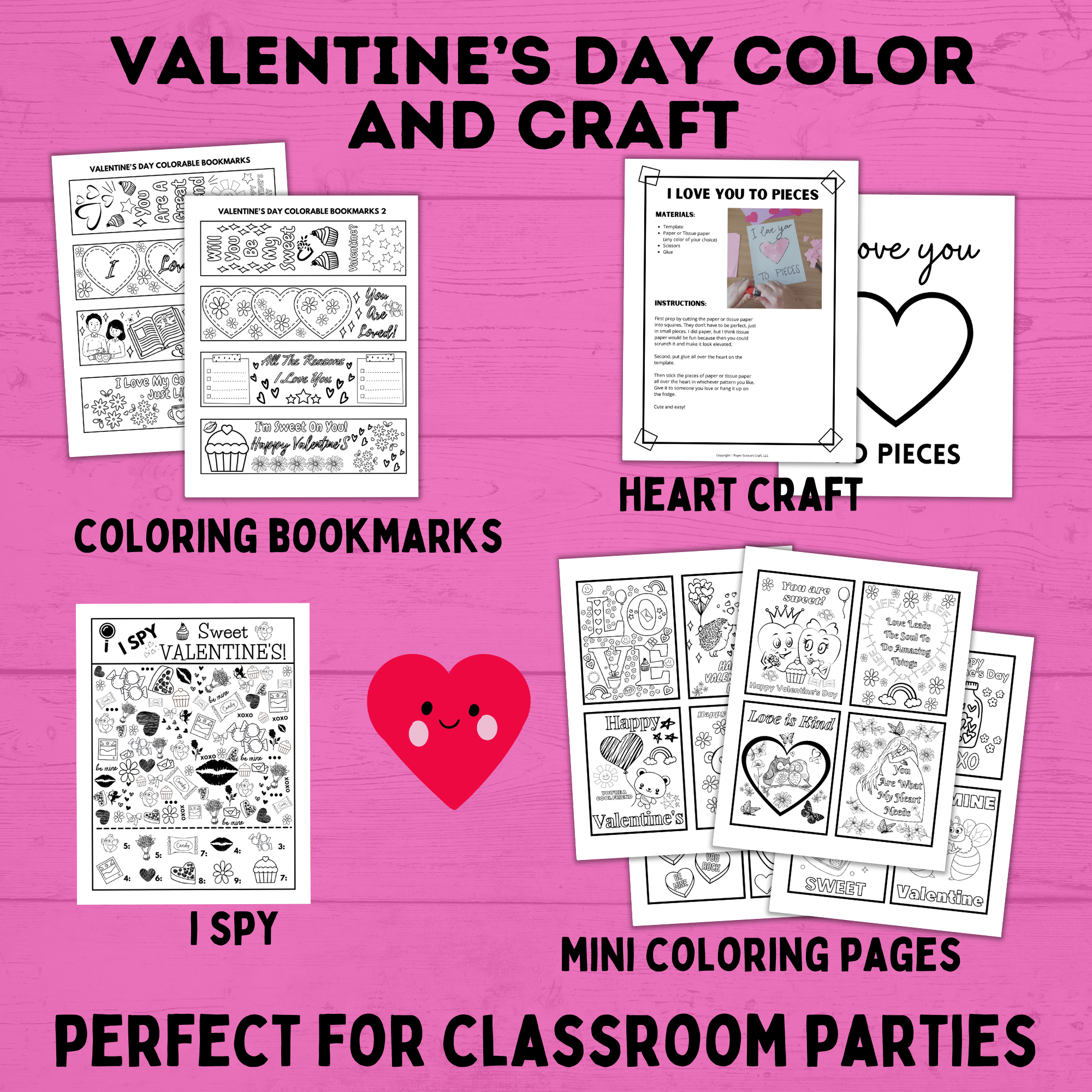 Valentine's Day Party and Activity Pack | Kids Activities | Kids Printables | Classroom Party Games | Kids Games | Valentine's Day Games