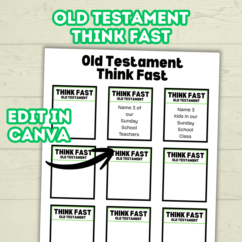 Think Quick and Fast Game Old Testament Bible Trivia, Christian Youth Group