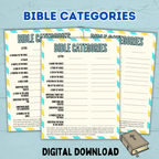 Youth Bible Games, Bible Categories, Think Fast Game, Church Game for Kids and Youth, Christian Word Sunday School Activity, Bible Study