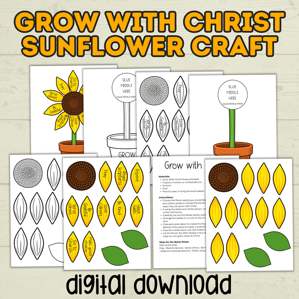 Sunflower Craft, Sunday School Craft, Grow with Christ Craft, Bible Lesson, Homeschool, VBS, Christian Activity, Fall Christian Craft