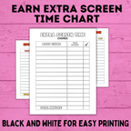Chore Chart | Earn Screen Time Chart | Screen Time Chart | TV Chart | Electronic Chart | Technology Chart | Kids Chart | Charts for Kids
