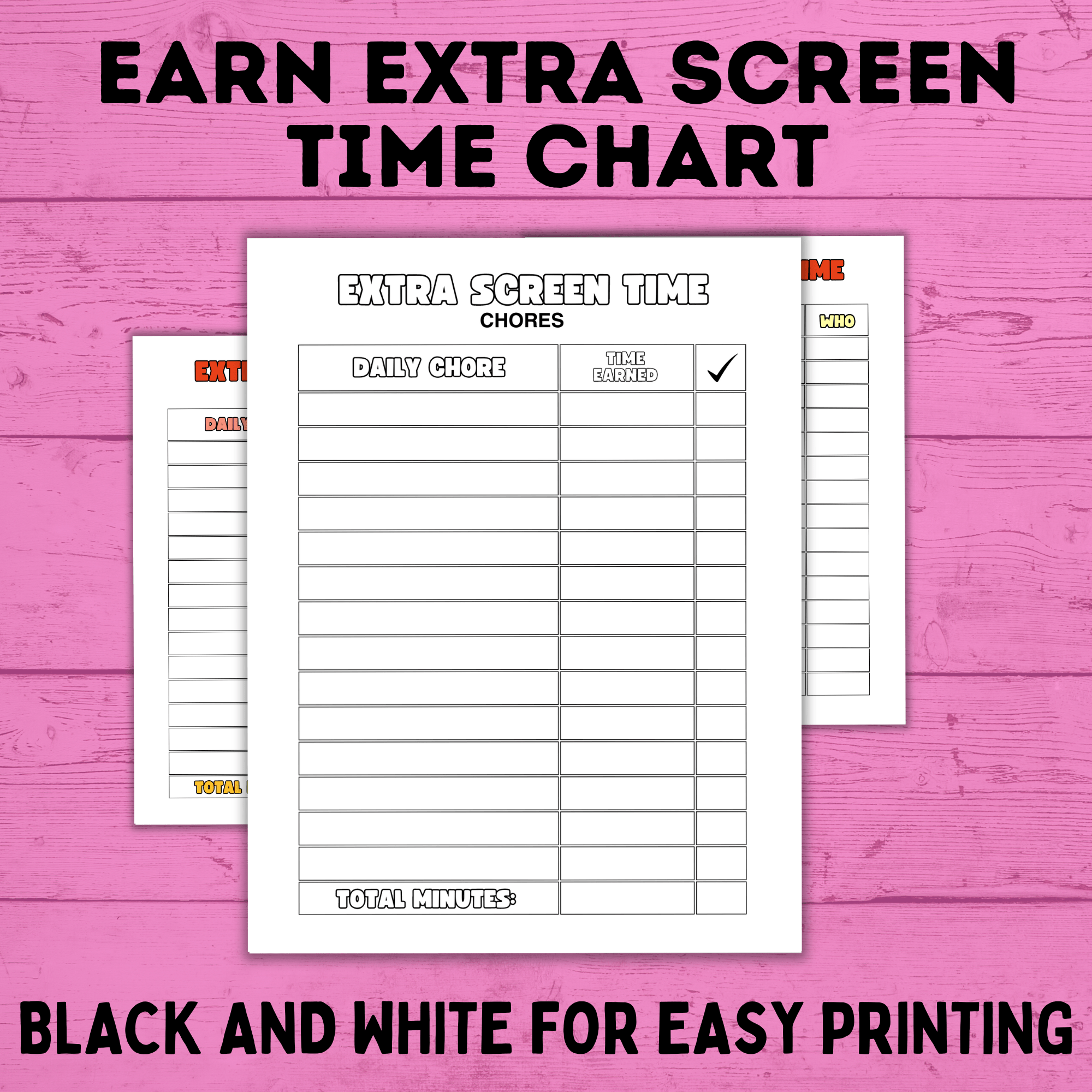 Chore Chart | Earn Screen Time Chart | Screen Time Chart | TV Chart | Electronic Chart | Technology Chart | Kids Chart | Charts for Kids