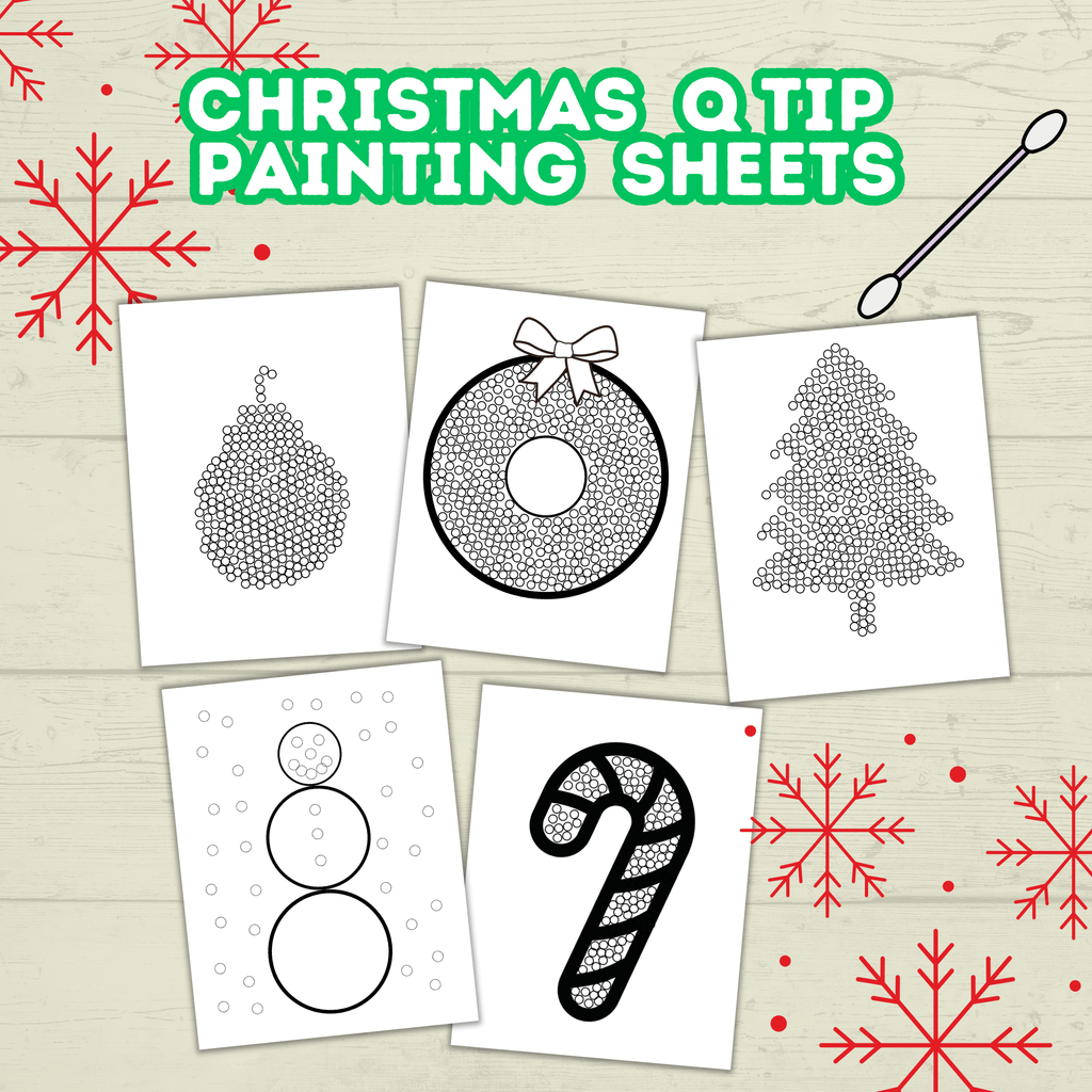 Christmas Q-tip Painting Printable | Christmas Craft for Kids and Toddlers