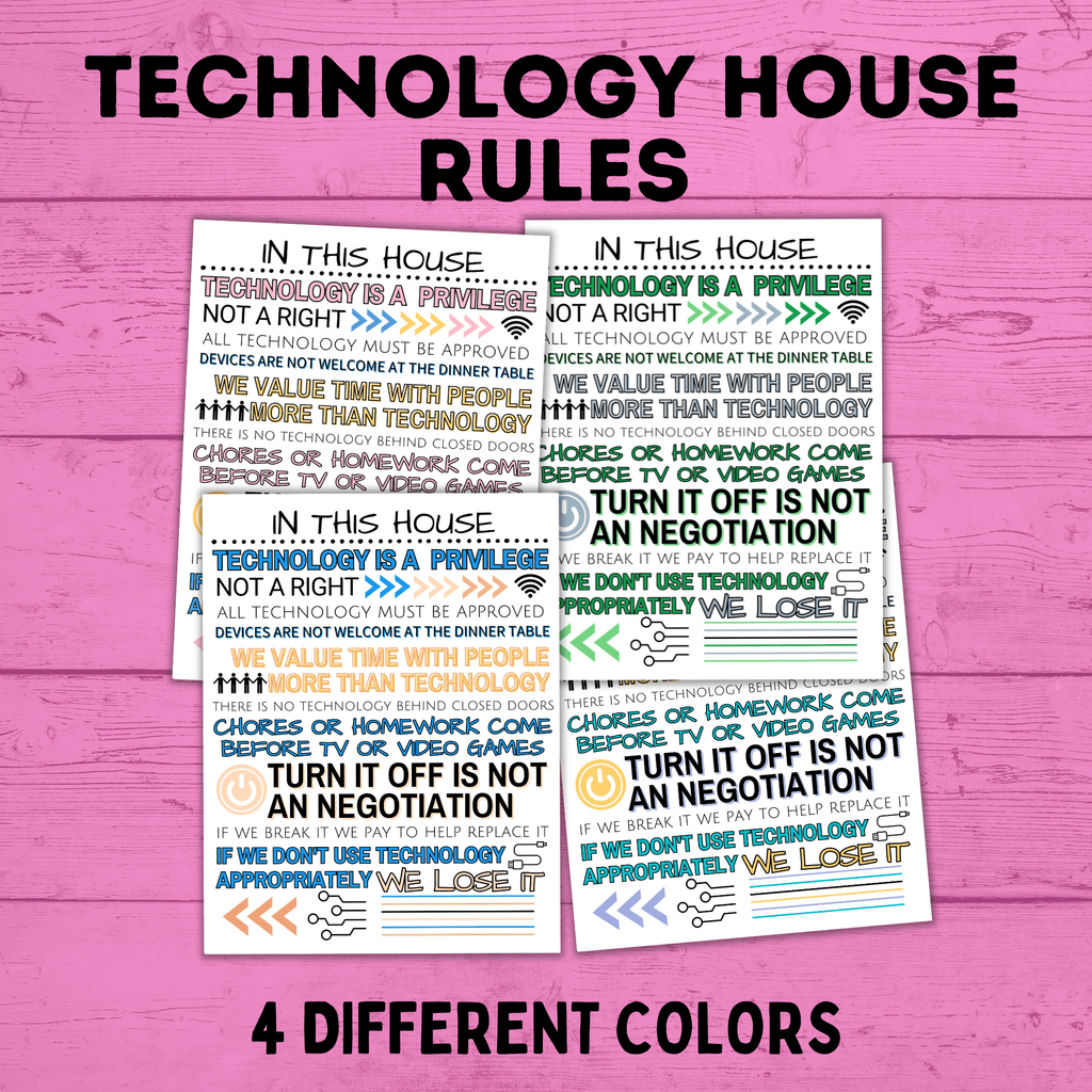 Technology Rules | Screen Time Rules | In This House Technology Rules | Electronic Rules | Kids screen time rules | Family Screen time rules