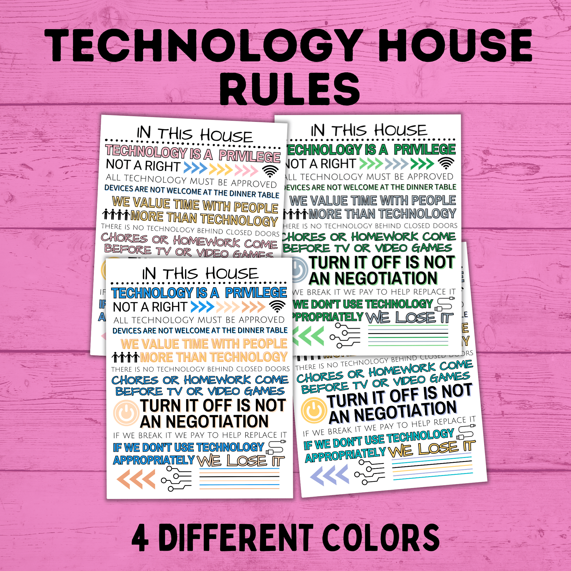 Technology Rules | Screen Time Rules | In This House Technology Rules | Electronic Rules | Kids screen time rules | Family Screen time rules