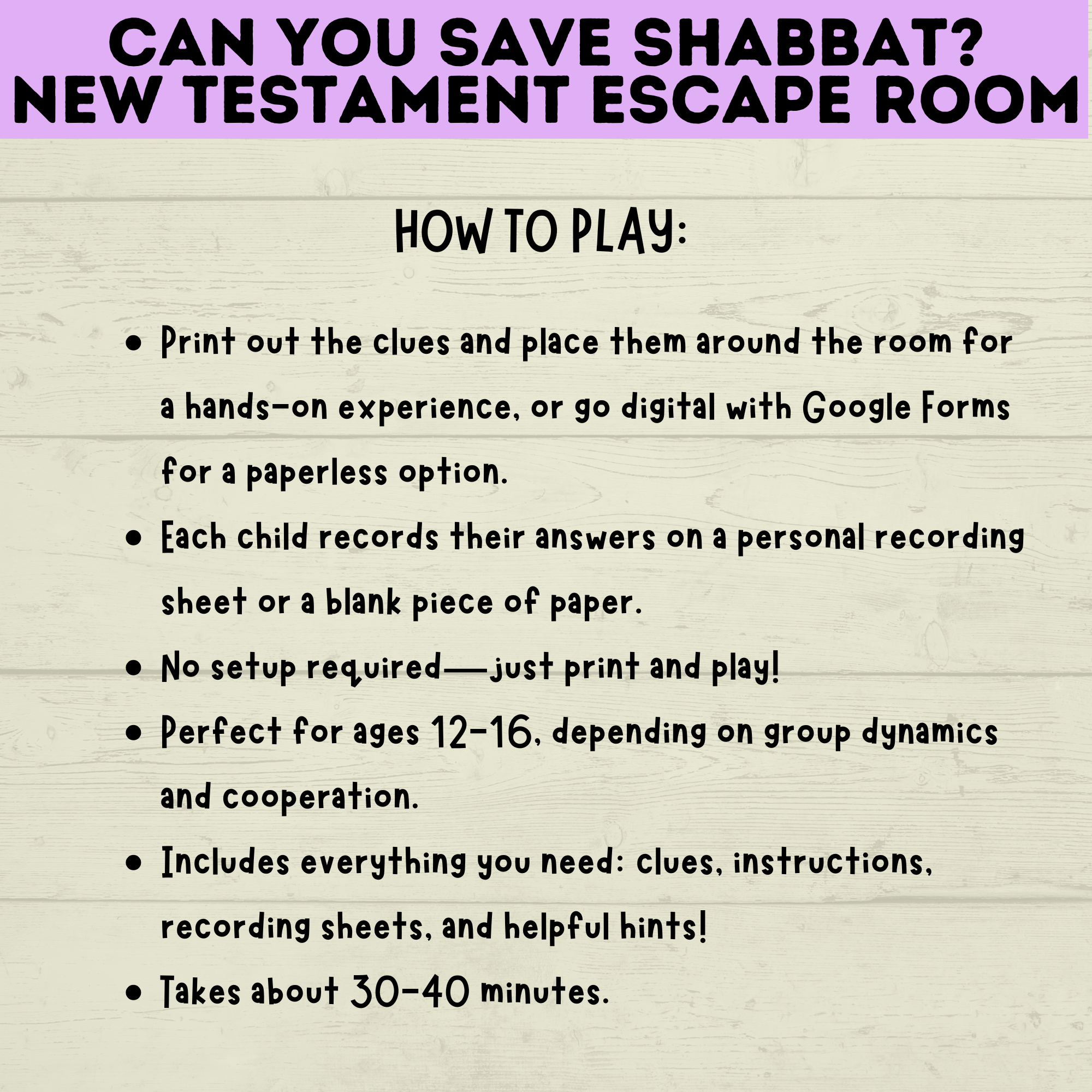 New Testament Escape Room for Youth | Youth Games | Classroom Games | Party Games | Digital Escape Room | Classroom Party | Family Games