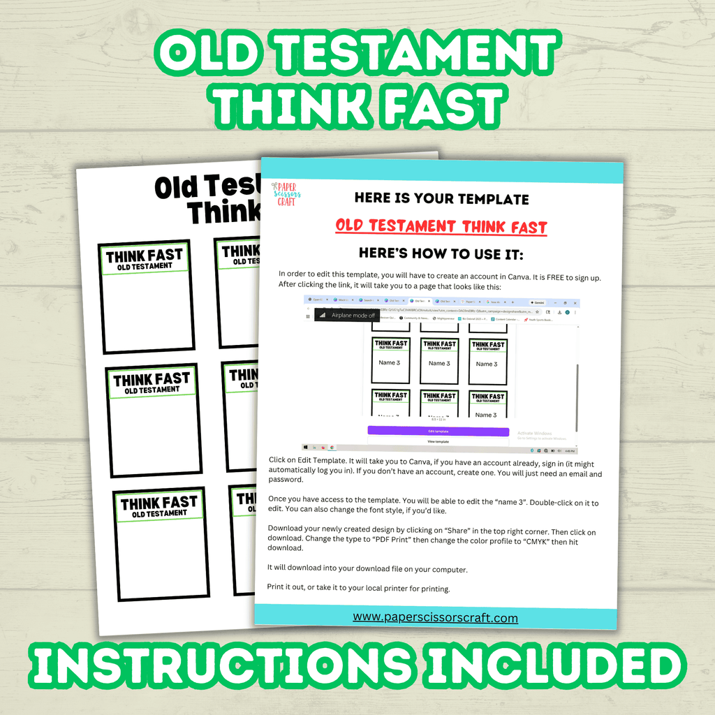Think Quick and Fast Game Old Testament Bible Trivia, Christian Youth Group