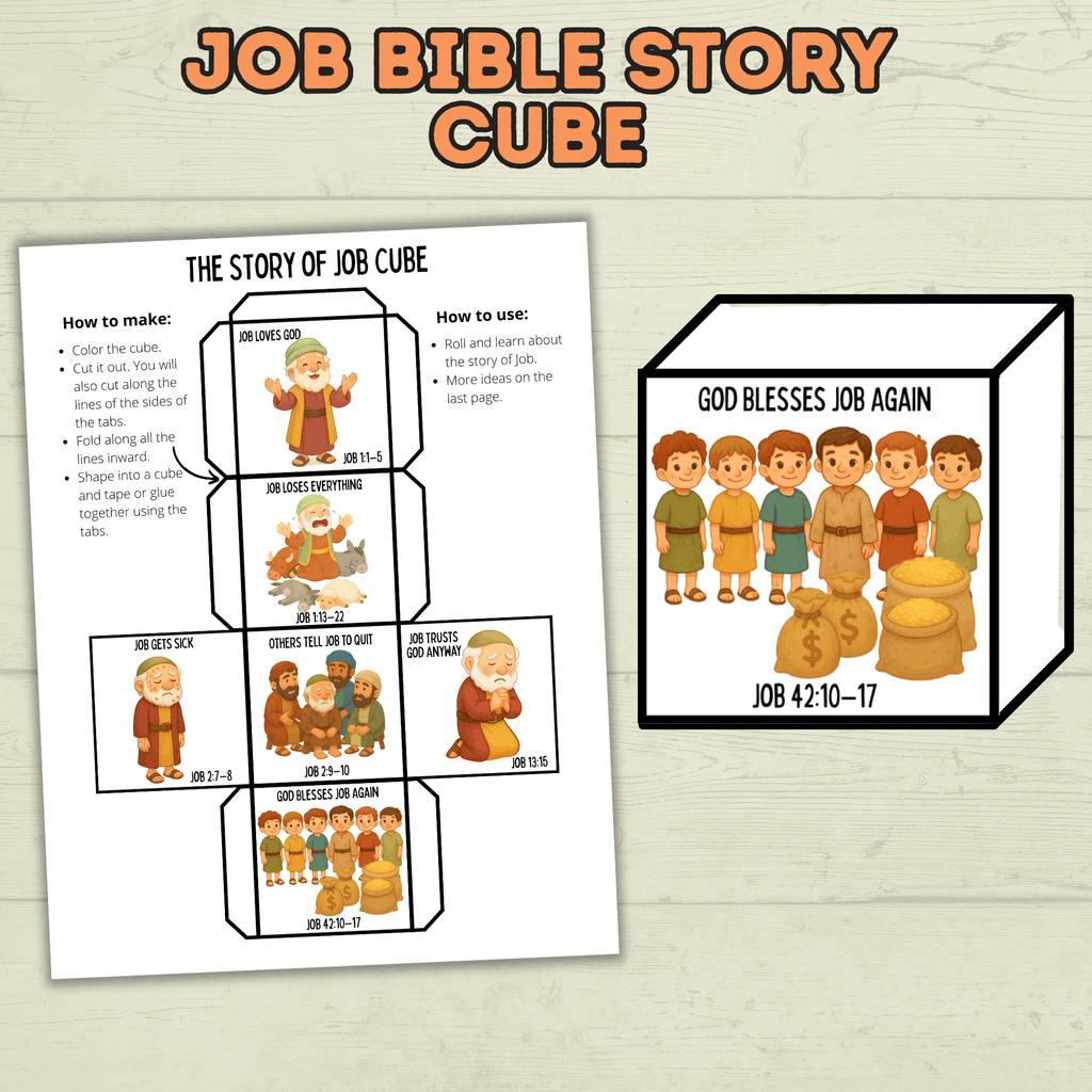 Job Bible Lesson Story Bundle, Job Bible Craft, Sunday School Crafts, Homeschool, Old Testament, Job Activity, Job Craft, Job Cube Story
