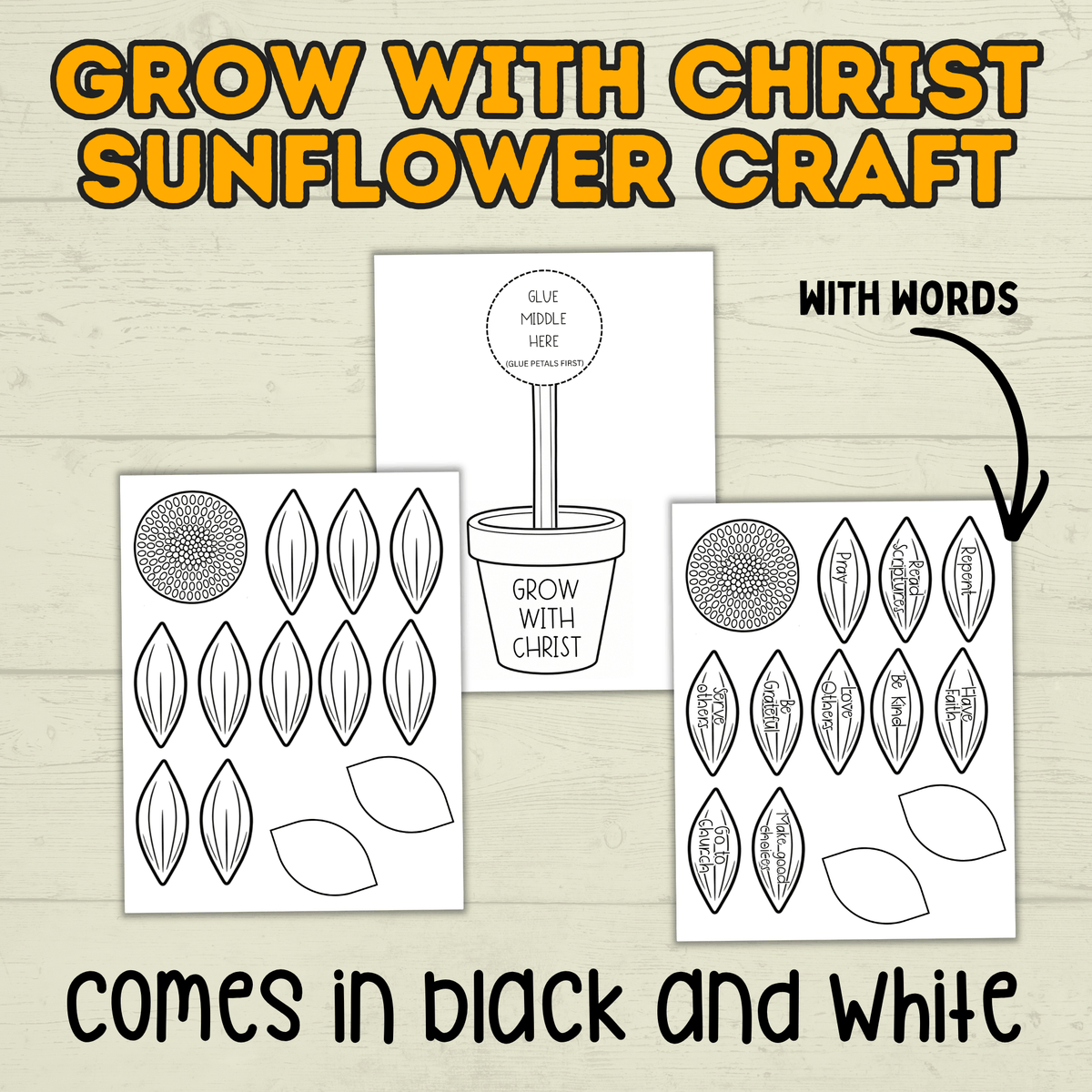 Sunflower Craft, Sunday School Craft, Grow with Christ Craft, Bible Lesson, Homeschool, VBS, Christian Activity, Fall Christian Craft