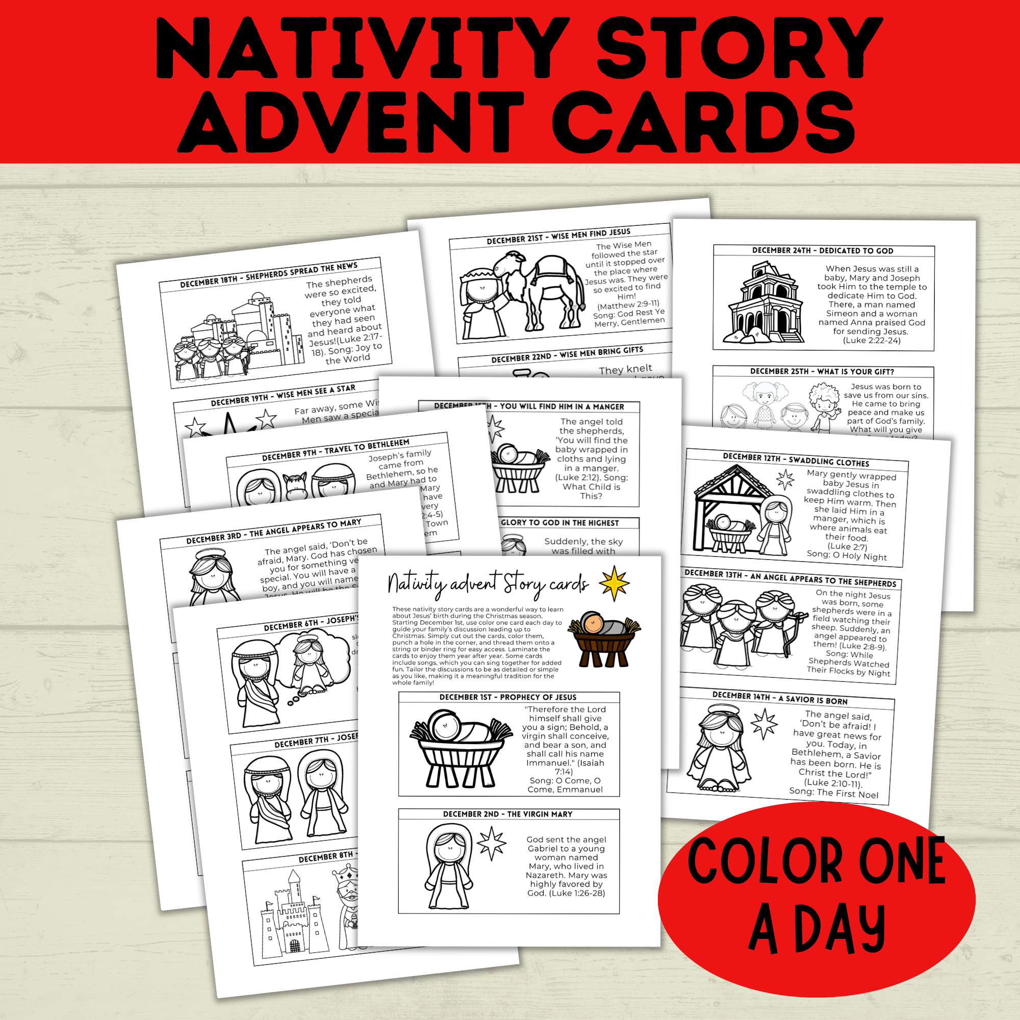 Nativity Advent Calendar | Nativity Story Cards | Christmas Advent Calendar