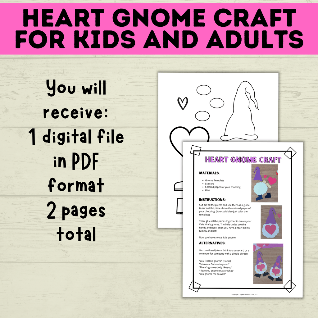 Gnome Craft for Kids | Adult Crafts | Valentine's Day Craft | Kids Crafts | Heart Template | Toddler Craft | Gnome template | Valentine's