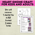 Gnome Craft for Kids | Adult Crafts | Valentine's Day Craft | Kids Crafts | Heart Template | Toddler Craft | Gnome template | Valentine's