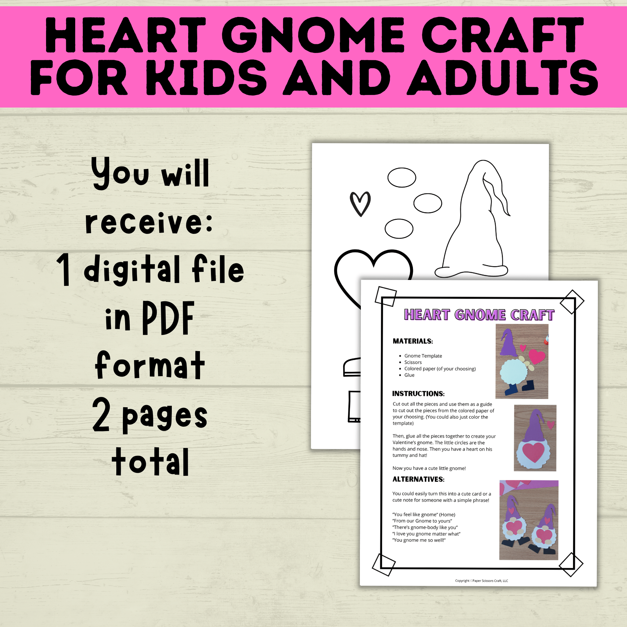 Gnome Craft for Kids | Adult Crafts | Valentine's Day Craft | Kids Crafts | Heart Template | Toddler Craft | Gnome template | Valentine's