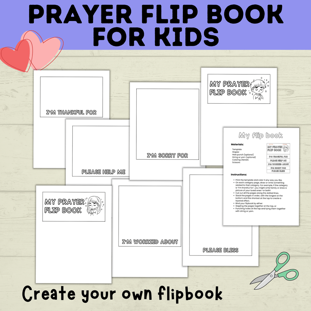 Prayer Flip Book | Prayer Craft | Prayer Activity | Prayer Printables for kids | Church Craft | Sunday School Craft | Prayer lesson
