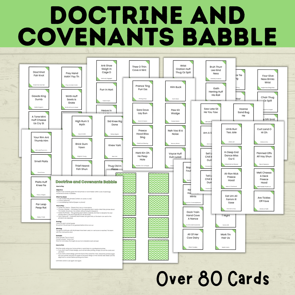 Doctrine and Covenants Game | Doctrine and Covenants Babble | D&C Game | Doctrine and Covenants Printable | Kids Game | Scripture Game
