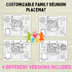 Family Reunion Activity Sheet | Family Reunion Placemat | Family Activity | Family Game | Customizable placemat | Kids Activity Sheet