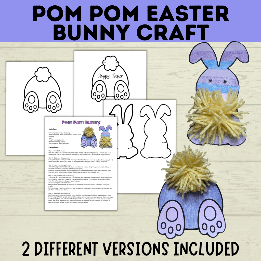 Easter Crafts | Easter Bunny Crafts | Pom Pom Easter Bunny | Kids Easter Crafts | Easter Printables | Easter Activities | Kids Crafts
