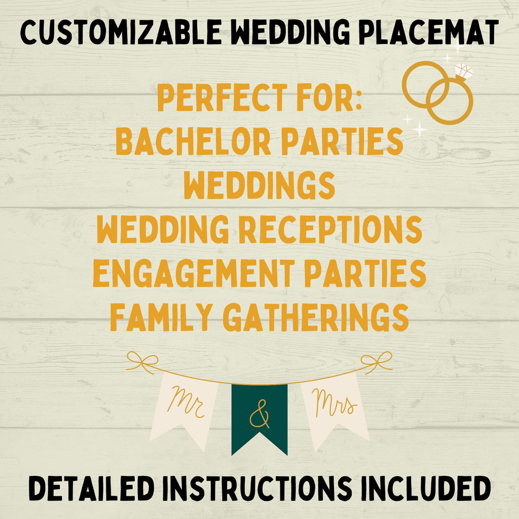 Customizable Wedding Placemat for Kids and Family | Wedding Activity Page | Wedding Placemat | Engagement Activity | Kids Activity |