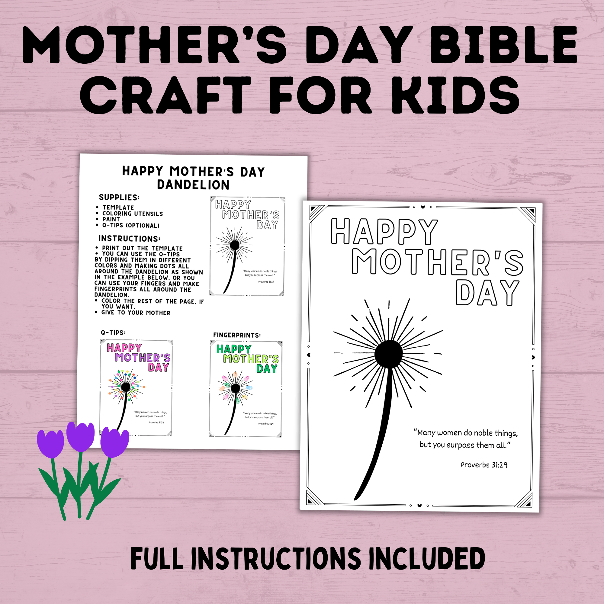 Mother's Day Craft for Kids | Bible Craft | Mother's Day Bible Craft for Kids | Kids Crafts | Toddler Crafts | Kids Printables | Mother's