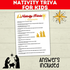 Christmas Nativity Bible Trivia for Kids, Holiday Family Games, Sunday School