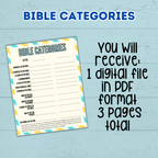 Youth Bible Games, Bible Categories, Think Fast Game, Church Game for Kids and Youth, Christian Word Sunday School Activity, Bible Study