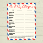 4th of July Game, Category Game fourth of July, Summer Games, Family Games, Party Games, Patriotic Trivia Game, Independence Day Games