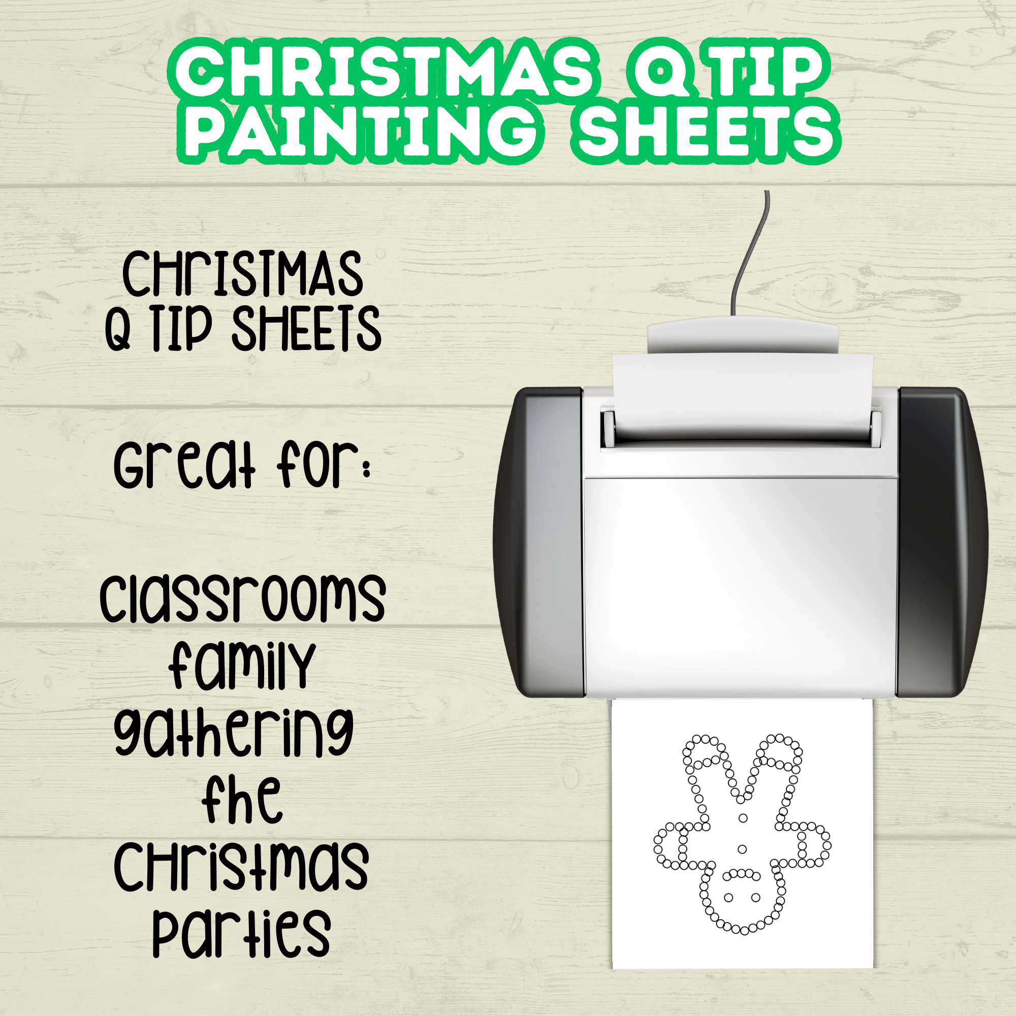 Christmas Q-tip Painting Printable | Christmas Craft for Kids and Toddlers