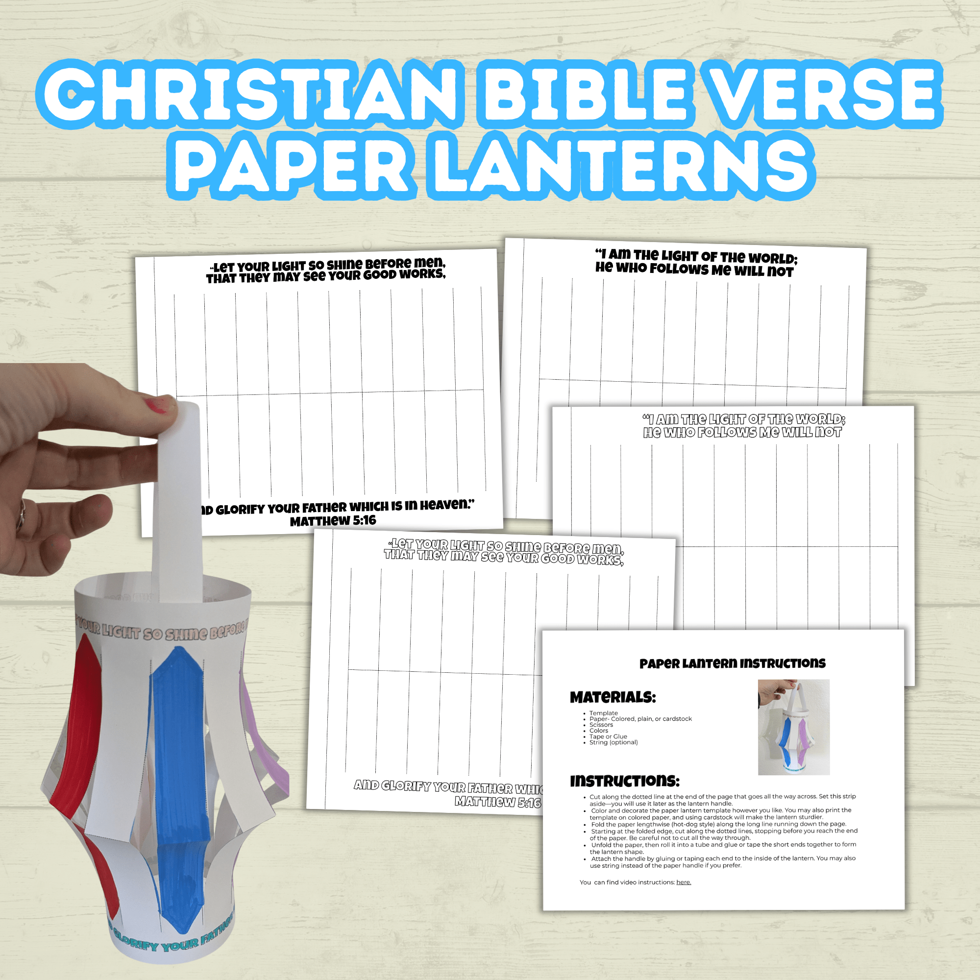 DIY Christian Paper Lantern, Sunday School Jesus Crafts, Let Your Light Shine