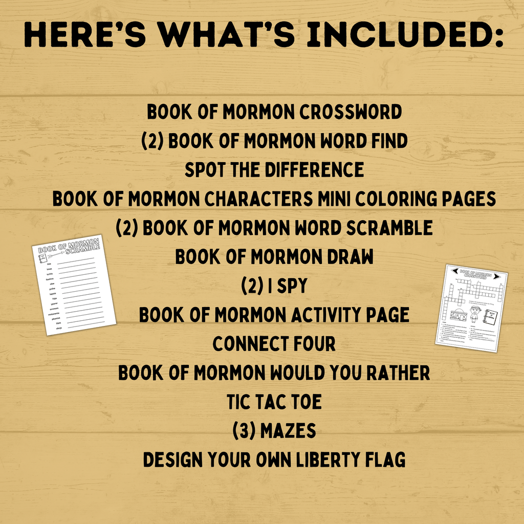 Book of Mormon Activity Pack for Kids | Book of Mormon Crafts | Book of Mormon Lesson | Book of Mormon Family Home Evening | BOM printables