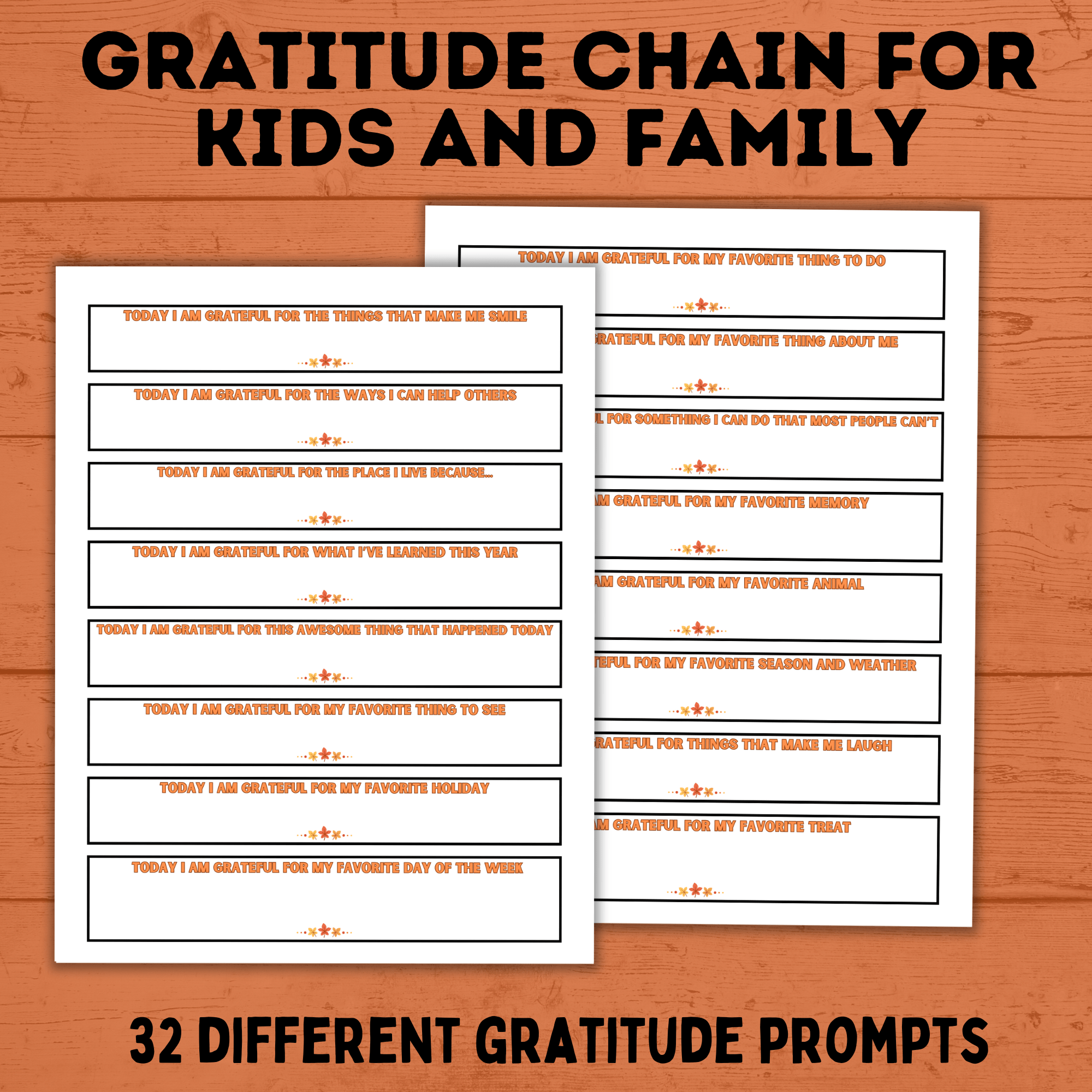 Gratitude Chain Craft | Gratitude Chain Activity | Gratitude Chain with Prompts | Gratitude Prompts | Gratitude Activities | Thanksgiving Active