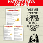 Christmas Nativity Bible Trivia for Kids, Holiday Family Games, Sunday School
