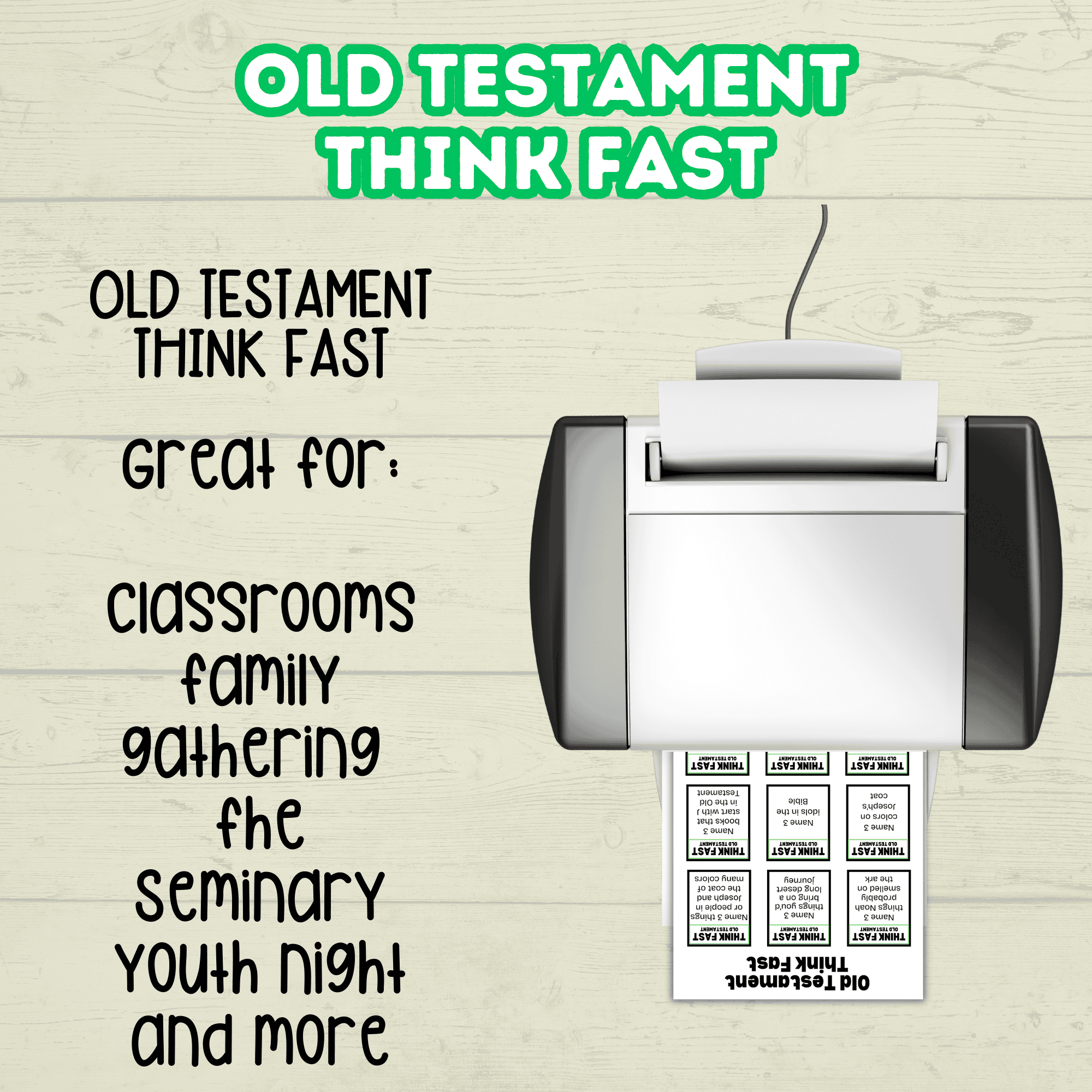 Think Quick and Fast Game Old Testament Bible Trivia, Christian Youth Group