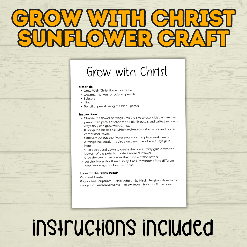 Sunflower Craft, Sunday School Craft, Grow with Christ Craft, Bible Lesson, Homeschool, VBS, Christian Activity, Fall Christian Craft