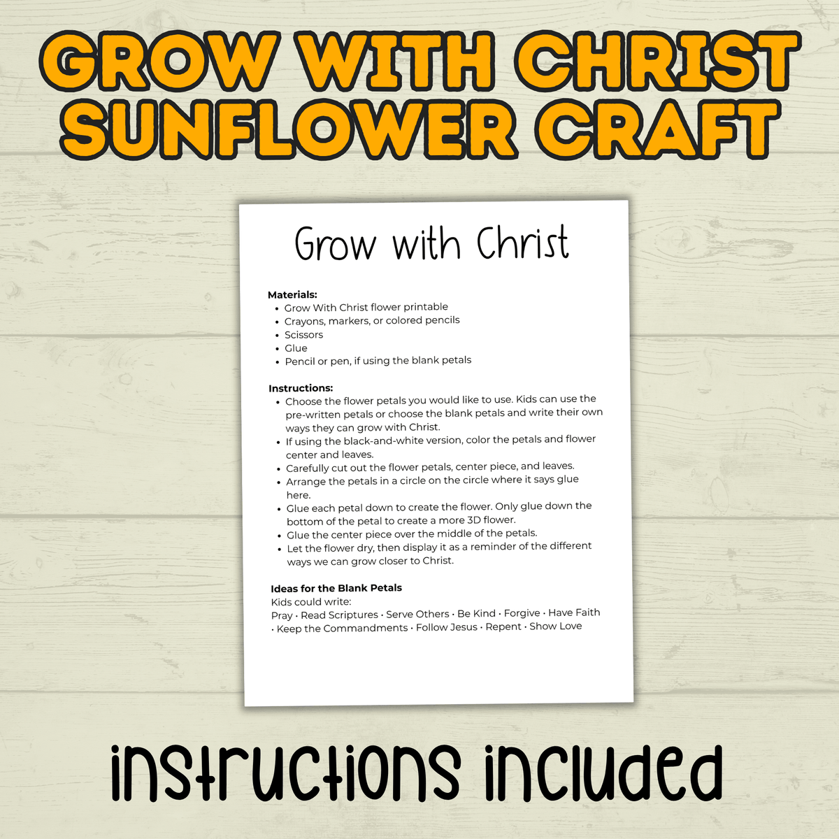 Sunflower Craft, Sunday School Craft, Grow with Christ Craft, Bible Lesson, Homeschool, VBS, Christian Activity, Fall Christian Craft