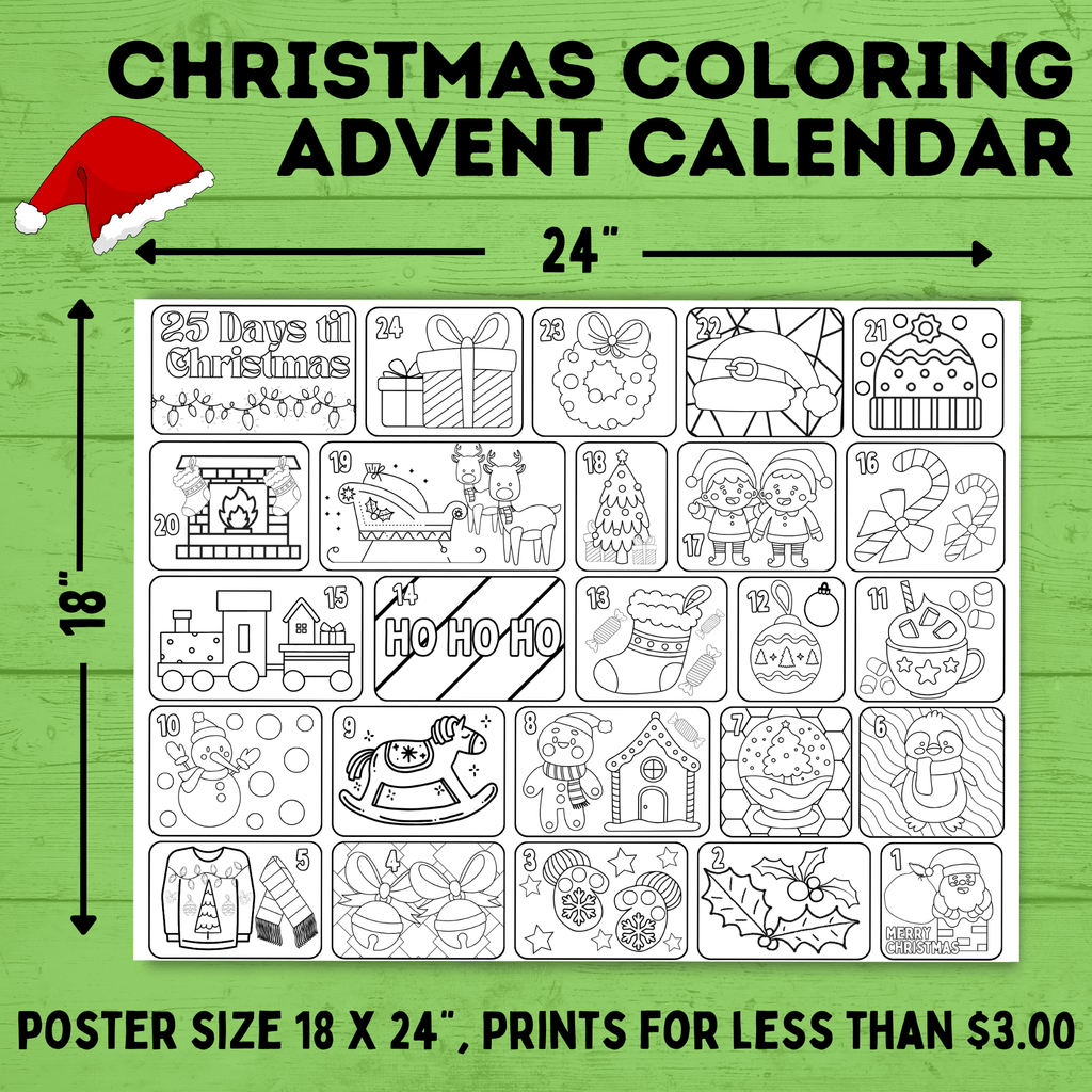 Christmas Coloring Countdown Poster | Christmas Poster | Christmas Countdown | Christmas Advent Calendar | Christmas Coloring Advent
