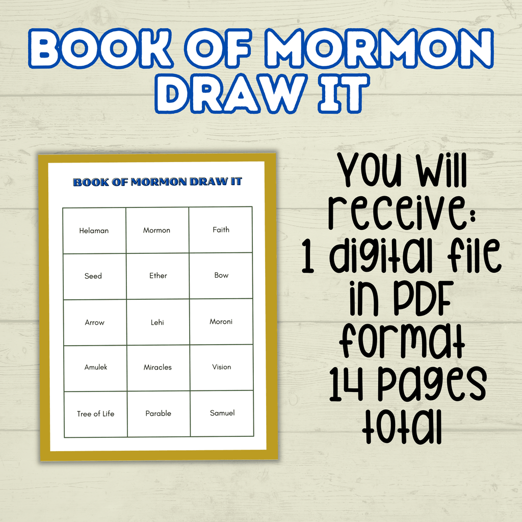 Book of Mormon Draw it Game, Book of Mormon Activity, Book of Mormon Charades, BOM, Seminary Game, Institute Game, Primary Game, LDS game